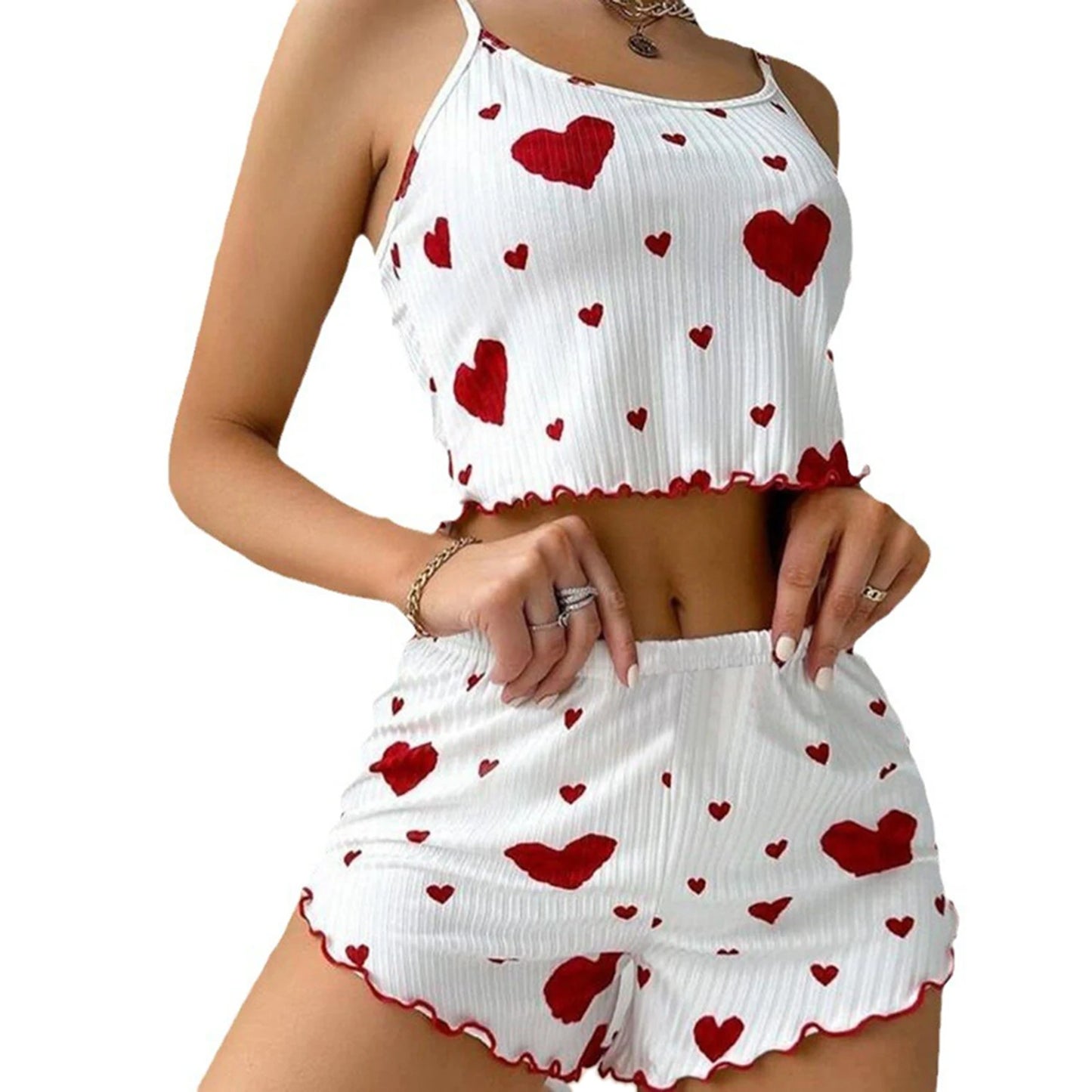 Soft Casual Love Printing Pyjama Set