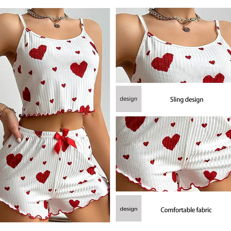 Soft Casual Love Printing Pyjama Set